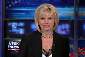 OUT ‘FOXING’ THEM ALL: Gretchen Carlson is a familiar presence at an anchor position for cable’s Fox NewsChannel in New York City.