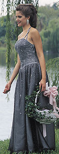 Fleur De Lis Silver Prom Gown