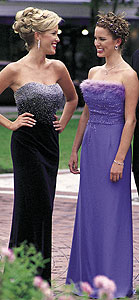 Precious Formals Navy and Purple Prom Gowns photo