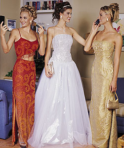 Three Promgoers inside the Tortuga Inn