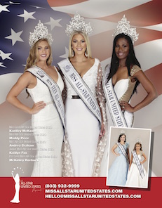 Miss All-Star United States Pageant crowns five titleholders during the national pageant. Beauty pageant titles include Pre-Teen Miss All-Star United States, Junior Miss All-Star United States, Ms. All-Star United States, Miss All-Star United States, and Miss Teen All-Star United States.
